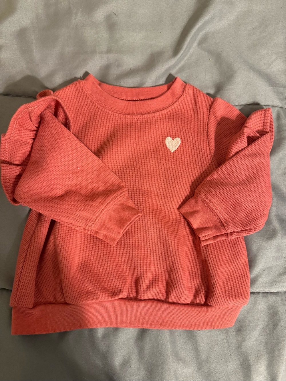 Carter's Coral Pink Waffle-Knit Baby Top with Heart Detail
